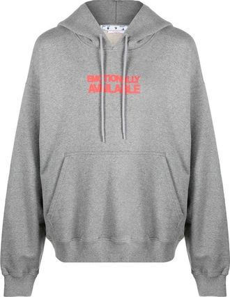 Off-white Slogan Print Hoodie Grey OMBB085F22FLE0070825