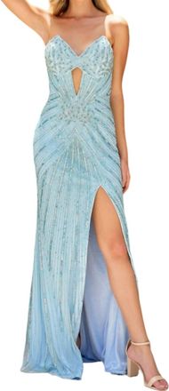 Primavera Sequined V-Neck Prom Dress In Powder Blue