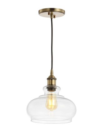 Jonathan Y Designs Wyatt 9.5in Adjustable Drop Pharmacy Metal Glass LED Pendant