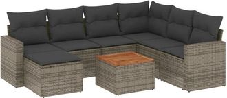 vidaXL Vidaxl - Set De Sof&aacute;s De Jard&iacute;n 8 Pzas Y Cojines Rat&aacute;n Sint&eacute;tico Gris