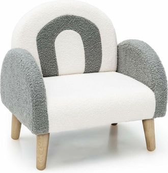 Costway Costway - Sill&oacute;n Infantil Con Tela De Felpa Suave, Espuma De Alta Elasticidad, Patas De Madera Macizas, Sill&oacute;n Tapizado Para Ni&ntilde;os, Para Guarder&iacute;a, Sa