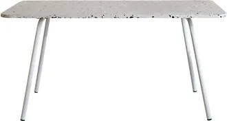 Tikamoon Mesa de jardín rectangular terrazo premium y metal blanca 4/6 pers
