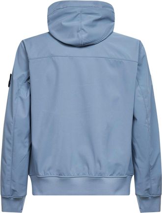 Stone Island Mens Hooded Soft Shell-R Jacket Light Blue Polyurethane Parkas Coat