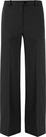 Jil Sander Black Tailored Pressed-Pleat Stretch Wool Straight-Leg Pants