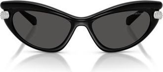 Swarovski 56mm Cat Eye Sunglasses in Black/dark Grey at Nordstrom