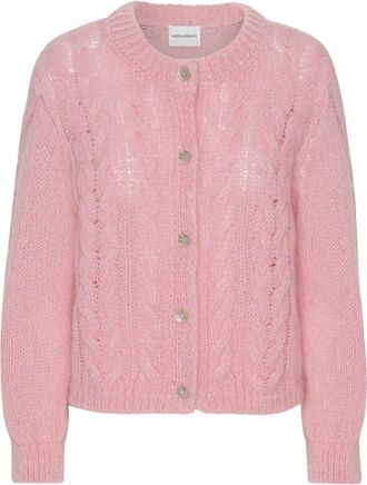 Americandreams Frankie Kabel Gebreid Vest - Dames - Vesten - Roze - L - Wol - Truien & Vesten
