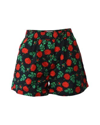 Ganni Ganni Rose Print Shorts in Black Cotton