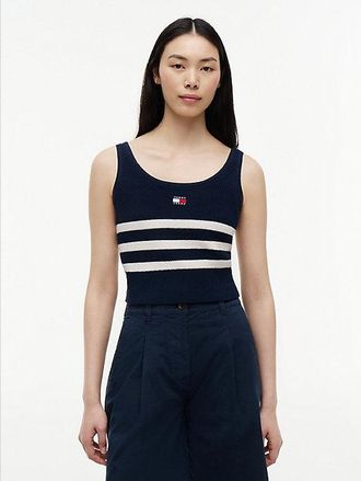 Tommy Hilfiger Camiseta de tirantes de punto con rayas y parche