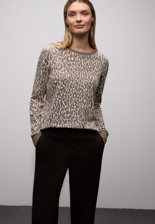 Street One Langarmshirt STREET ONE, Damen, Gr. 34, light terra mocha, Jersey, Obermaterial: 64% Polyester, 33% Viskose, 3% Elasthan, normal h&uuml;ftbedeckend, Rundha