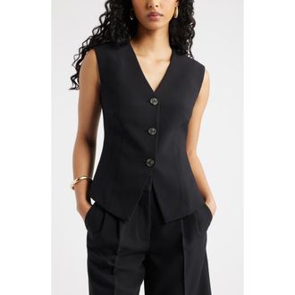 Open Edit The Icon Darted Vest in Black at Nordstrom, Size Xx-Small