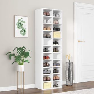 vidaXL Vidaxl - Mueble Zapatero De Madera Contrachapada Blanco 54x34x183 Cm