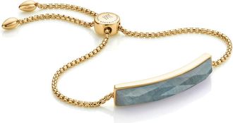 Monica Vinader Gold Baja Facet Bracelet Aquamarine