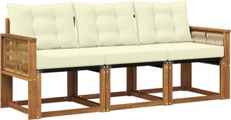 vidaXL Conjunto De Sof&aacute;s De Exterior 3 Uds. Natural Y Crema Vidaxl
