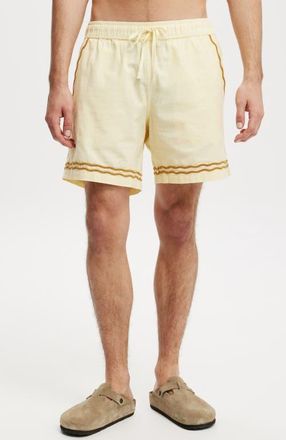 Cotton On Mens Elevated Easy Short in Lemon Border at Nordstrom, Size Medium