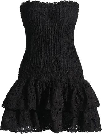 Generic Womens Boho Dress Off Shoulder Strapless Smocked Bodice Embroidered Mini Summer Dress Party Sundress (Color : A11, Size : Medium)