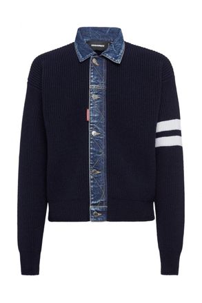 Dsquared2 DENIM WOOL MIX CARDIGAN Size: L, colour: NAVY