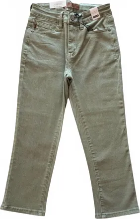 Judy Blue Womens Mid Rise Garment Dyed Capri Pants In Sage