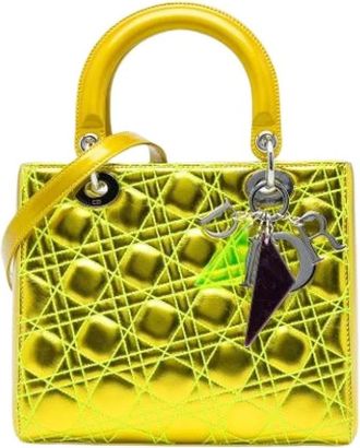 Dior Pre-owned Lady Dior - Dames - Vintage Handtas - Geel - ONE Size - Leer - Vintage