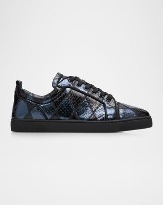 Christian Louboutin Men & apos;s Louis Junior Watersnake Leather Patchwork Sneakers