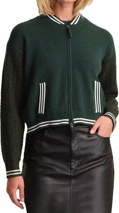 525 america Flynn Cable Sleeve Bomber Jacket In Bottle Green