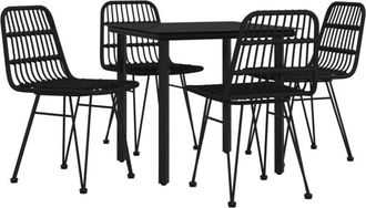 vidaXL Vidaxl - Juego De Comedor De Jard&iacute;n 5 Piezas Rat&aacute;n Sint&eacute;tico Negro