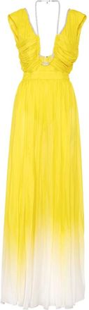 Philipp Plein Lange Jurk Degrade - Dames - Avondkleed - Geel - S - Polyester - Kleedjes