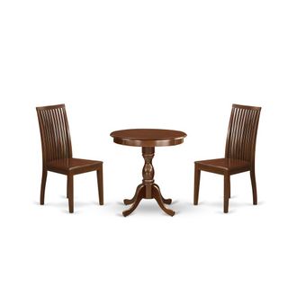 East West Furniture ESIP3-MAH-W - 3-Pc Dining Room Set - 2 Kitchen Dining Chairs and 1 Wooden Dining Table (Mahogany Finish)