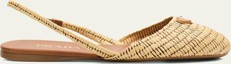 Prada 5mm Raffia Slingback Flats