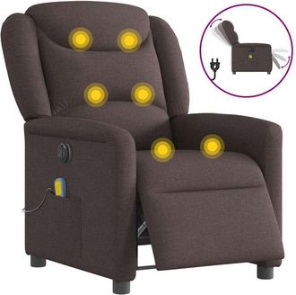 vidaXL Sill&oacute;n Reclinable De Masaje El&eacute;ctrico Tela Marr&oacute;n Oscuro Vidaxl