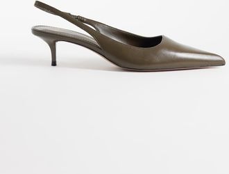 Mango Scarpe con tacco e cinturino posteriore kaki-Verde