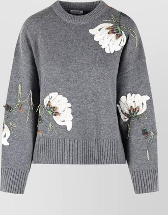 SIMKHAI dawna wool cashmere sweater floral embroidery
