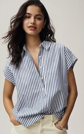 Maeve 100% Cotton Sleeveless Buttondown Shirt