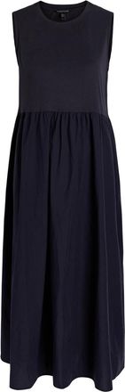 Eileen Fisher Eileen Fisher Pleated Cotton Midi Dress - Dark Blue - L (UK 18-20 / XL)