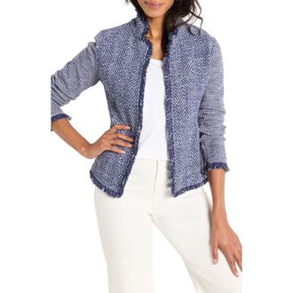 Nic+Zoe Fringe Mix Knit Jacket in Indigo Mix at Nordstrom Rack, Size Xx-Large