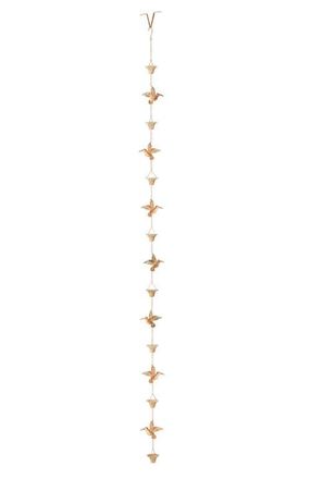 Glitzhome 8.5ft 15-Piece Faux Copper Patina Finish Bird and Cup Shaped Rain Chain with V-Shaped Gutter Clip in Gold at Nordstrom, Size Medium