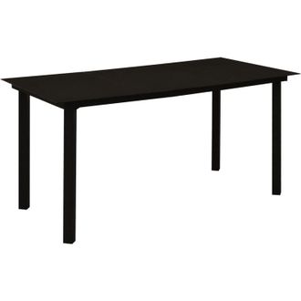 vidaXL Mesa De Comedor De Jard&iacute;n Acero Y Vidrio Negra 150x80x74 Cm Vidaxl