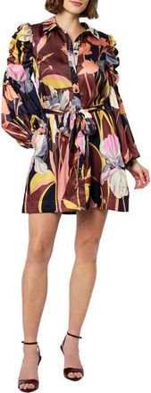 Ciebon Destin Long Sleeve Shirtdress in Brown at Nordstrom, Size X-Large