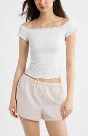 BP. Off the Shoulder Smocked Top in White at Nordstrom, Size Xx-Small