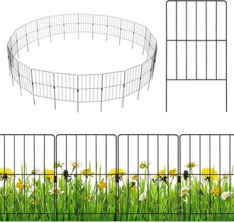 Costway Costway - 25PCS Recinzione da Giardino 33 x 60 cm, Recinzione per Aiuole in Metallo Antiruggine e Robusto, Recinto Pieghevole da Giardino, Orto ed