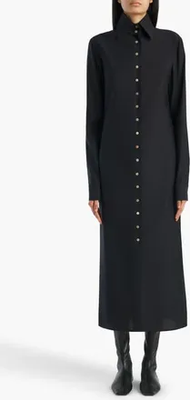 Khaite Ivanna Organza Midi Shirtdress in Black at Nordstrom, Size 8
