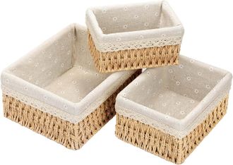 OEM Cestas De Almacenamiento De Mimbre Reciclables, Juego De 3, Para Ba&ntilde;o O Habitaci&oacute;n Infantil