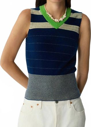 Guest In Residence Collegiate Stripe Vest In Navy Combo
