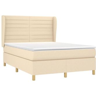 vidaXL Cama Box Spring Con Colch&oacute;n Tela Color Crema 140x200 Cm Vidaxl