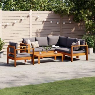 vidaXL Set De Sof&aacute;s De Jard&iacute;n Con Cojines 5 Pzas Madera Maciza Acacia Vidaxl