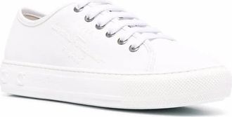 Ferragamo Embossed-Logo Low-Top Sneaker - White