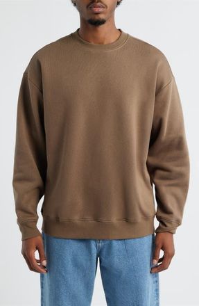 BP. Oversize Fleece Crewneck Sweatshirt in Brown Shiitake at Nordstrom, Size Medium