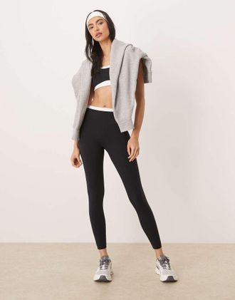 Abercrombie & Fitch YPB - Leggings morbidi al tatto neri in coordinato-Nero