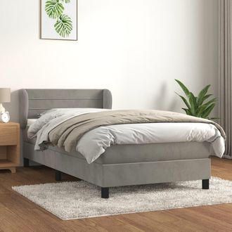 vidaXL Cama Box Spring Con Colch&oacute;n Terciopelo Gris Claro 90x190 Cm Vidaxl