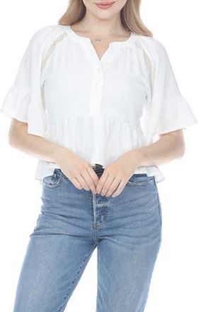 Rain + Rose Eyelet Peplum Top in White at Nordstrom Rack, Size X-Large