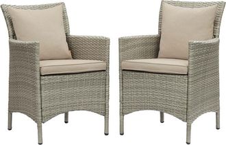 ModWay Conduit Outdoor Patio Wicker Rattan Dining Armchair Set Of 2